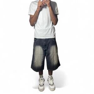 Vintage SouthPole Style Long Baggy Faded Washed Black Evolution Jorts